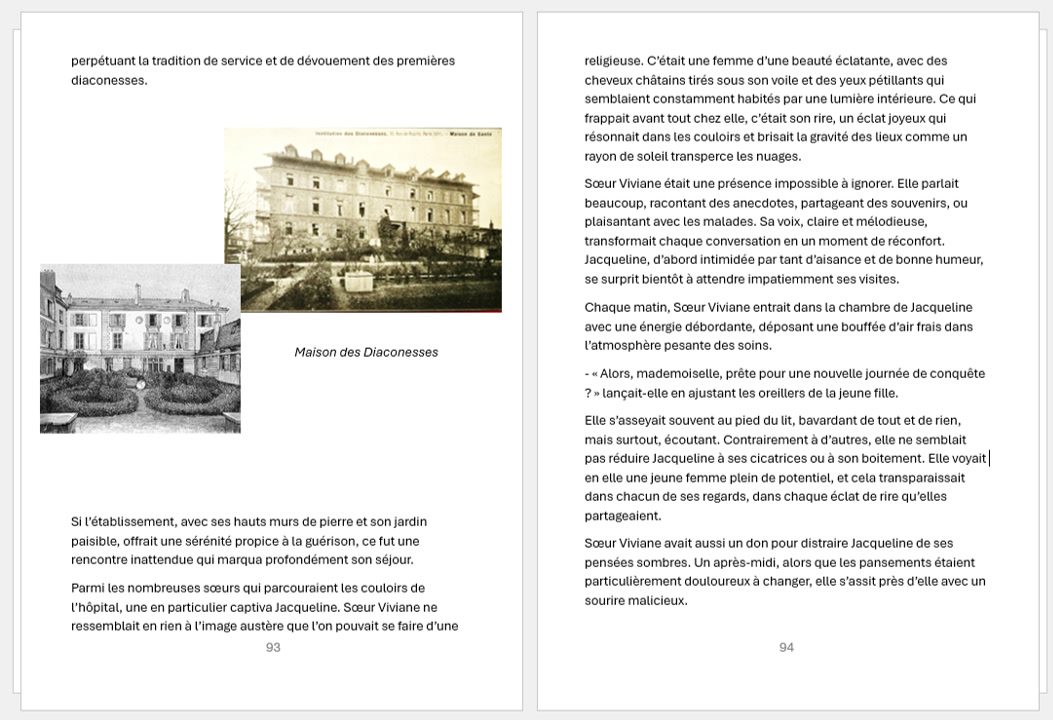 Double page du livre L'année 53 avec deux photographies anciennes de la Maison des Diaconesses