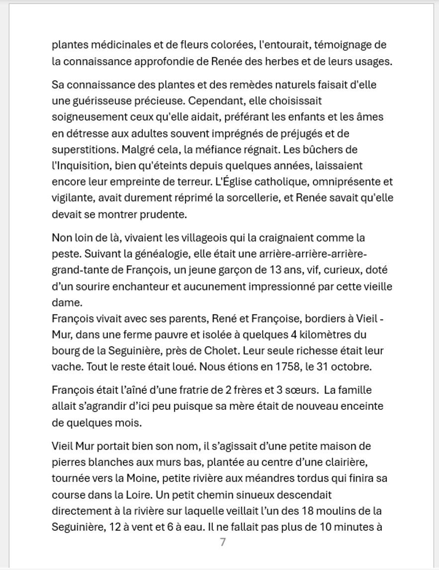 Page 7 du livre Vieil Mur : la présentation de Renée, née en 1649